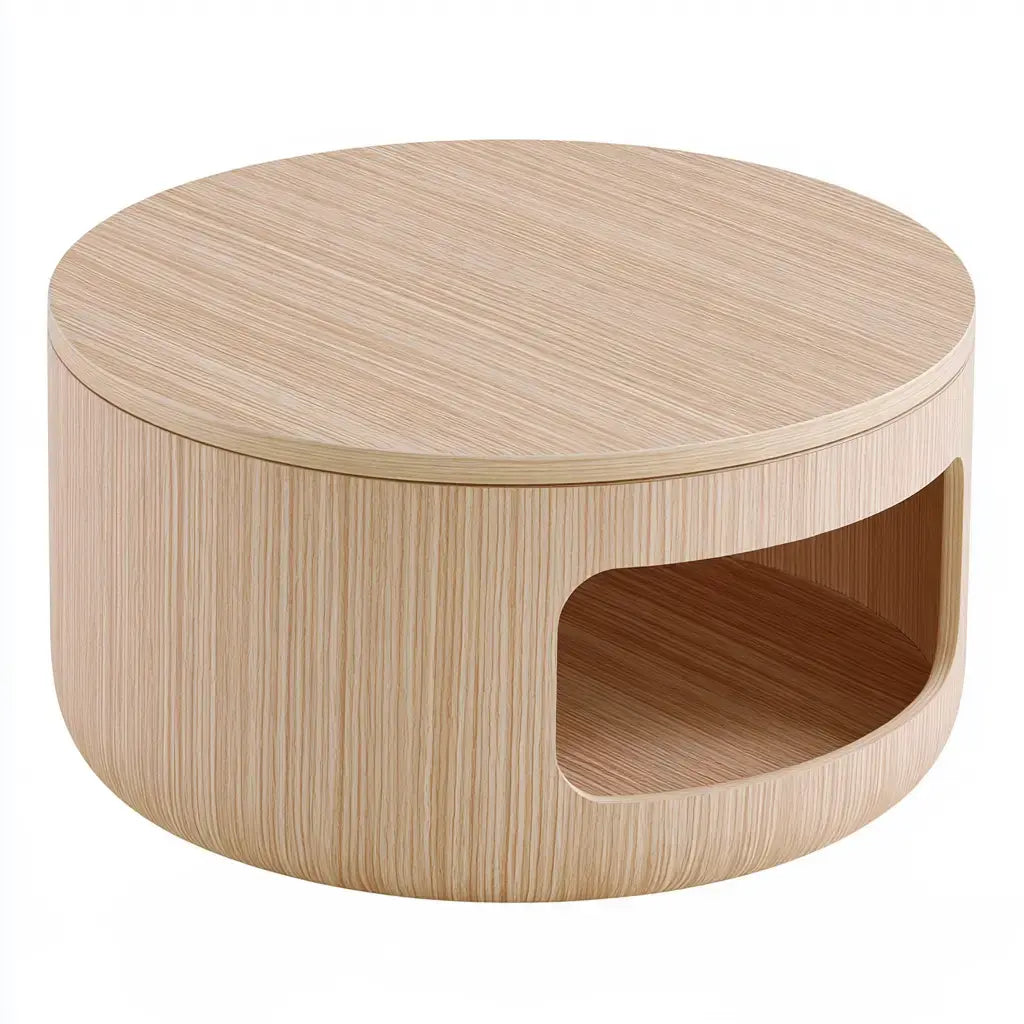 Mesa de centro redonda con nicho abierto - beige