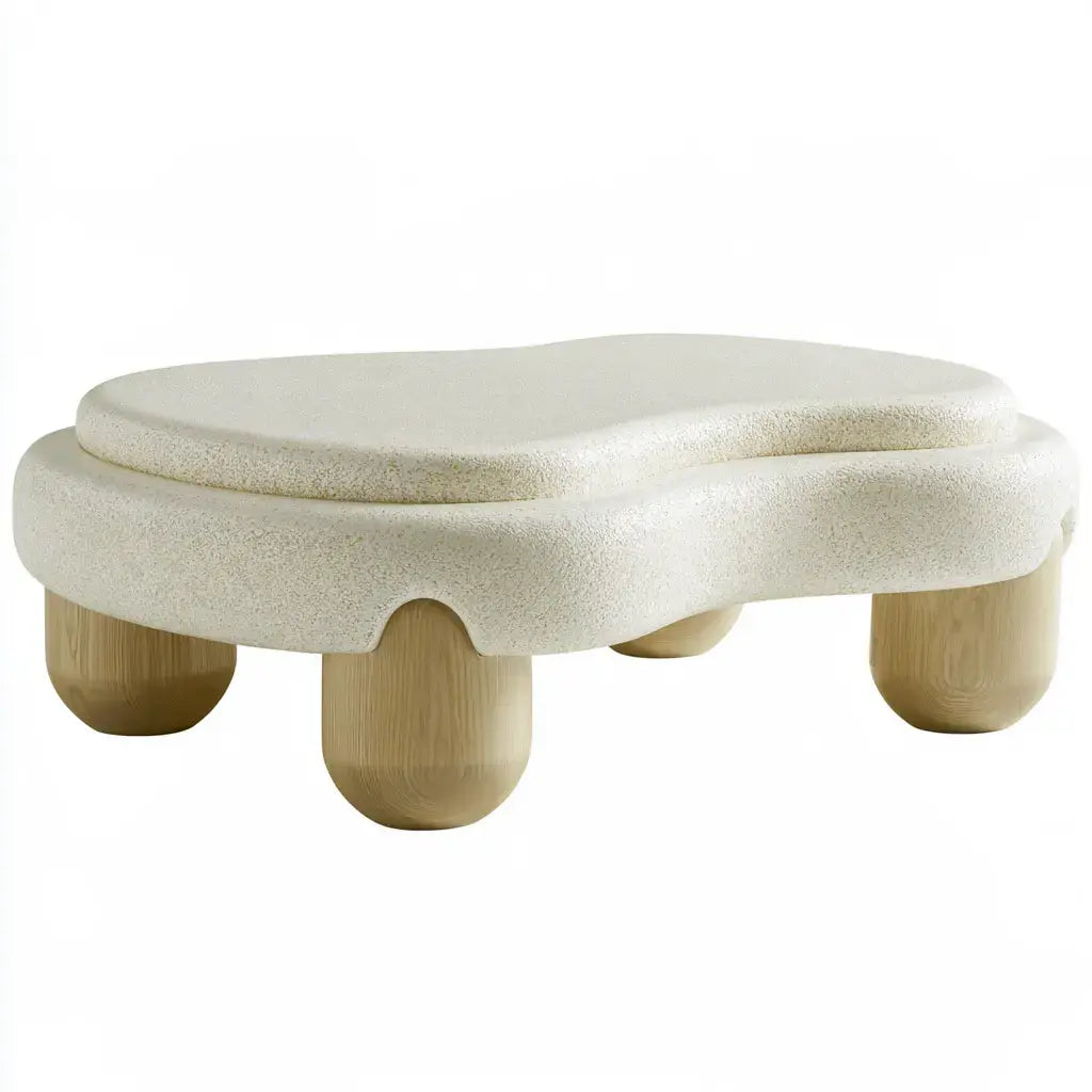 Banco con asiento orgánico y patas redondas - beige