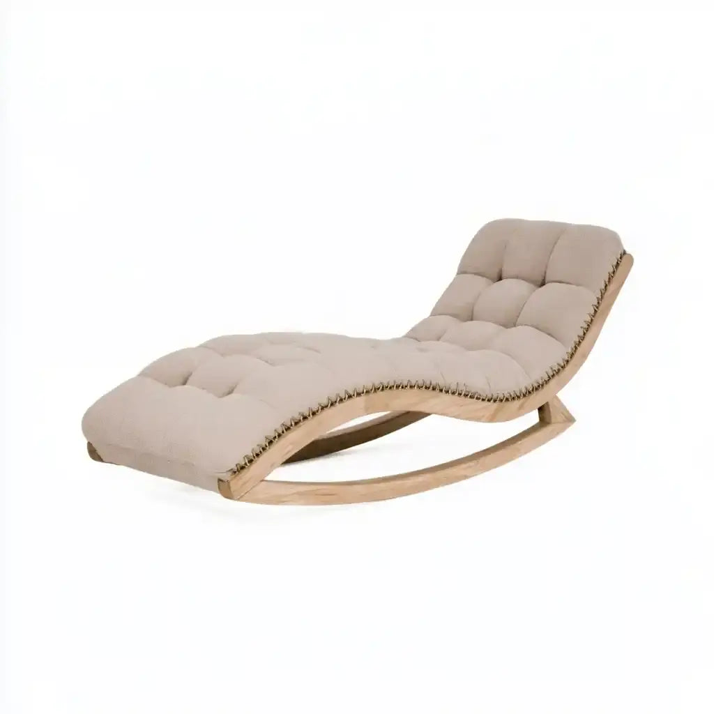 Mecedora con asiento alargado con acolchado - beige