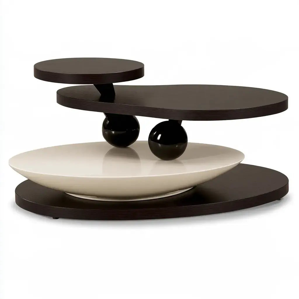 Mesa de centro con niveles orgánicos superpuestos - negro/blanco