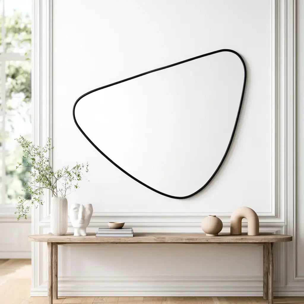 Espejo con forma triangular redondeada - negro